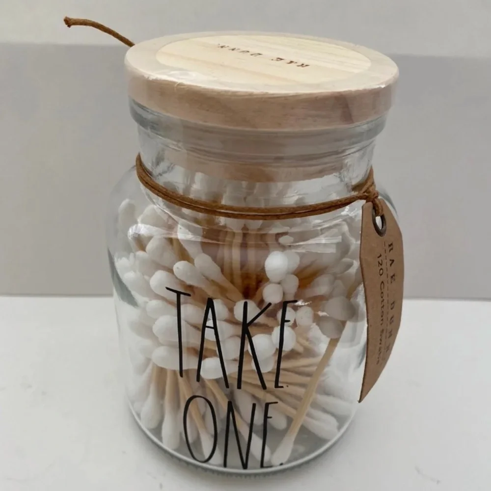 Rae Dunn TAKE ONE cotton swabs jar